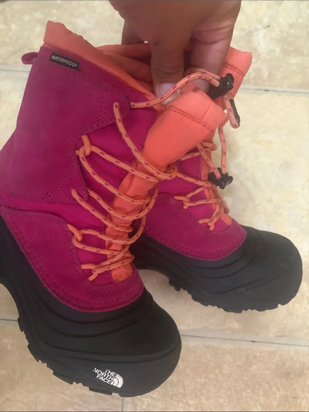 The North Face Pink and Orange Kids Snow Boot